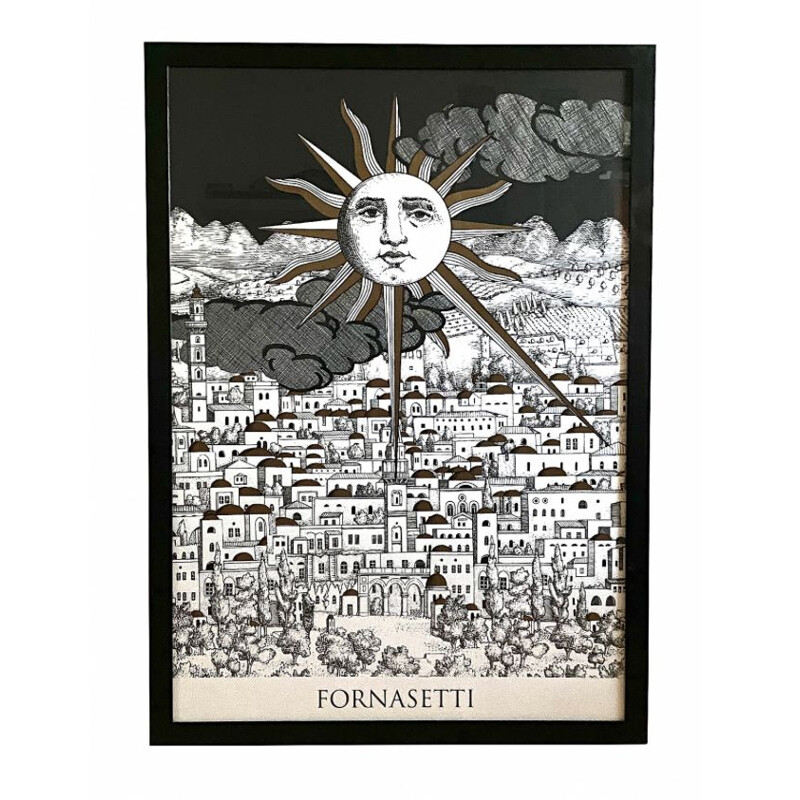 Vintage "Sole su Gerusalemme" serigraph by Piero Fornasetti, France 1993