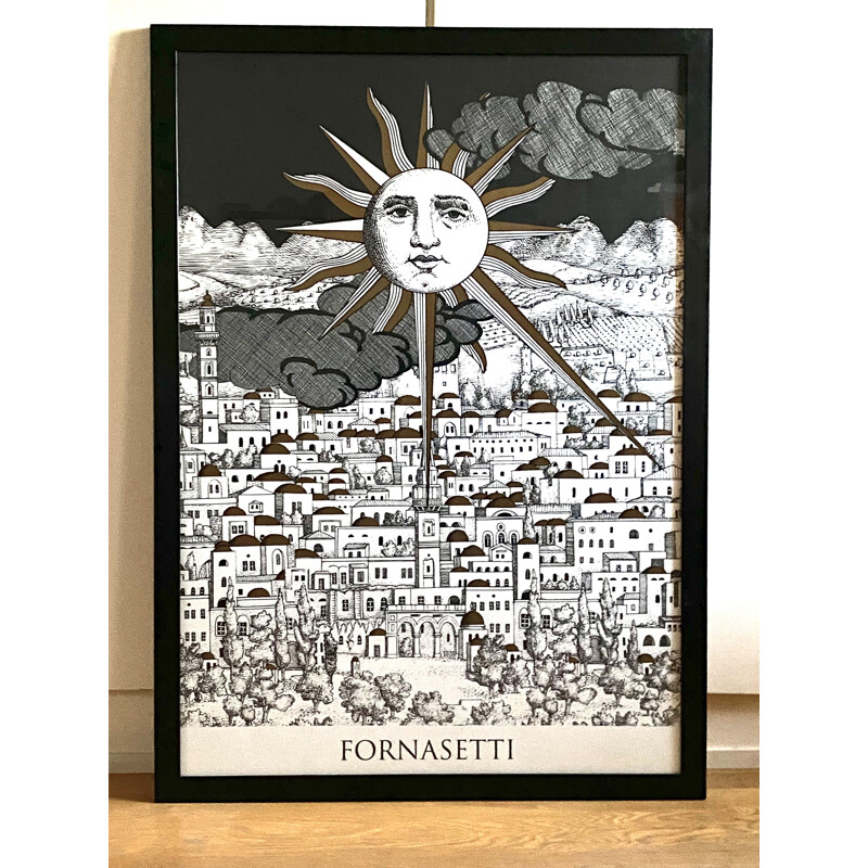 Sérigraphie vintage "Sole su Gerusalemme" par Piero Fornasetti, France 1993