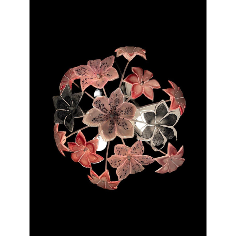 Italian vintage Murano glass flower pendant lamp