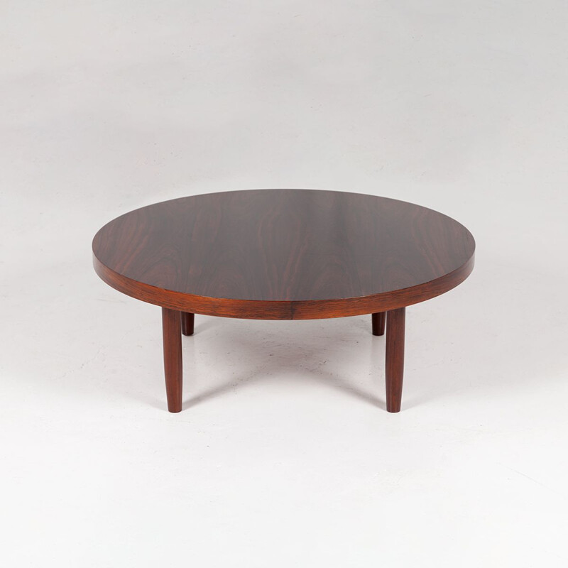 Mesa de café Vintage Round Rosewood, Dinamarca 1960