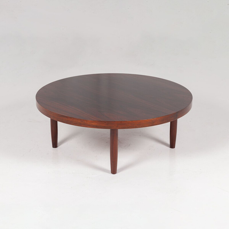 Vintage round rosewood coffee table, Denmark 1960