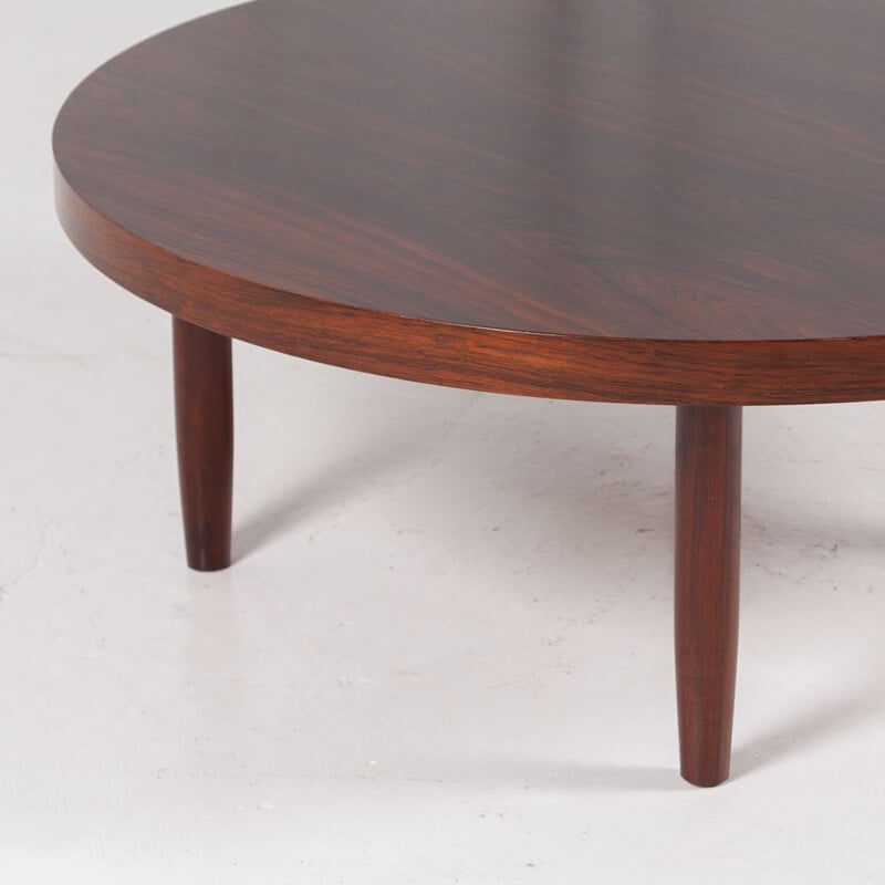 Vintage round rosewood coffee table, Denmark 1960