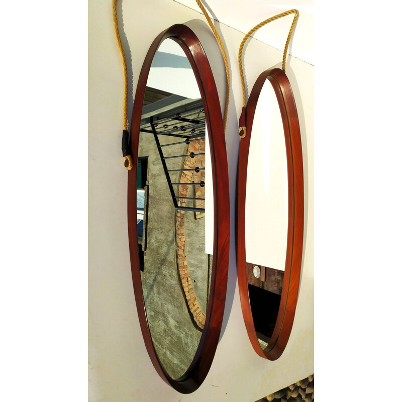 Pair of vintage teak mirrors, Denmark 1950