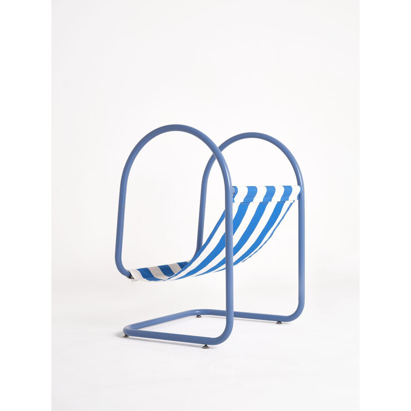Contemporary vintage "Parad" armchair in lacquered steel by Axel Chay, France