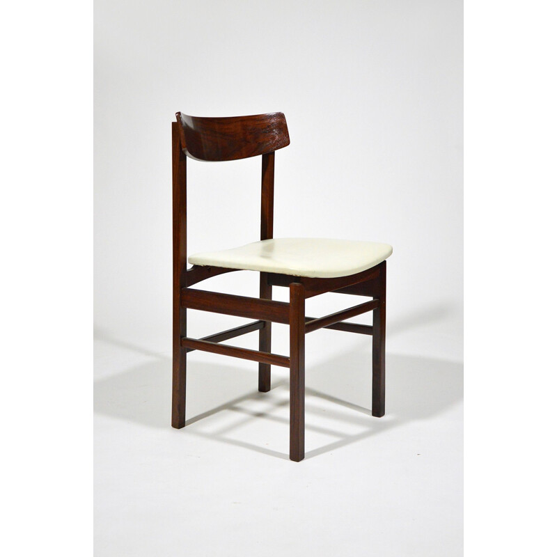 Satz von 6 Vintage-Stühlen aus Palisander und Kunstleder, Italien 1960