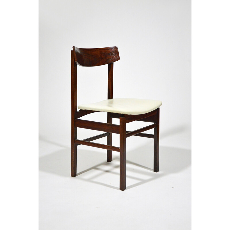 Set of 6 vintage chairs in rosewood and leatherette, Italy 1960