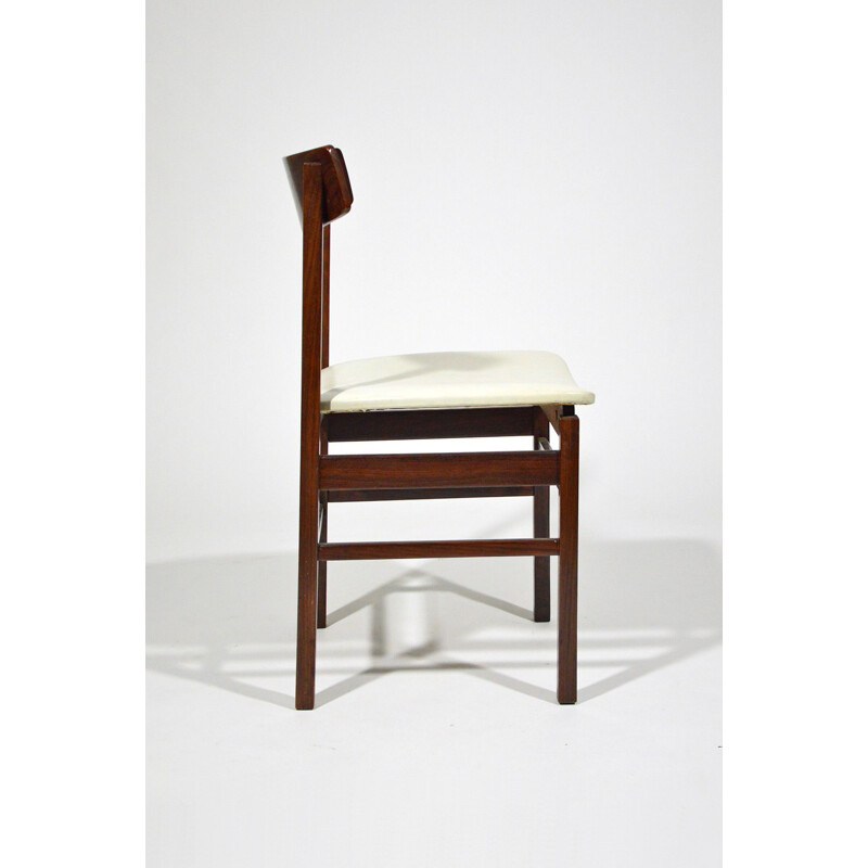 Set of 6 vintage chairs in rosewood and leatherette, Italy 1960