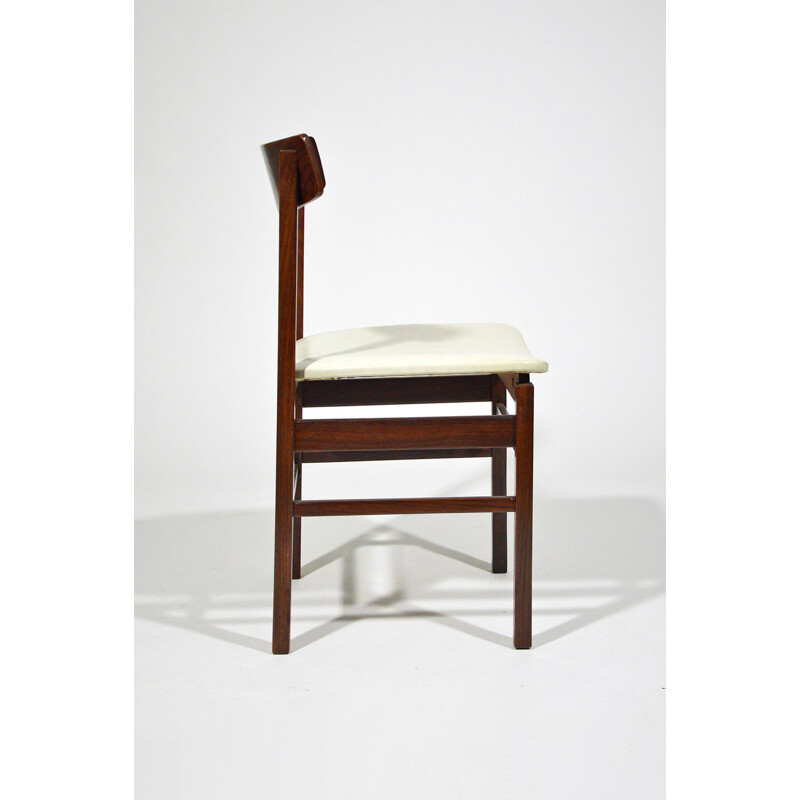 Set van 6 vintage stoelen van rozenhout en kunstleer, Italië 1960