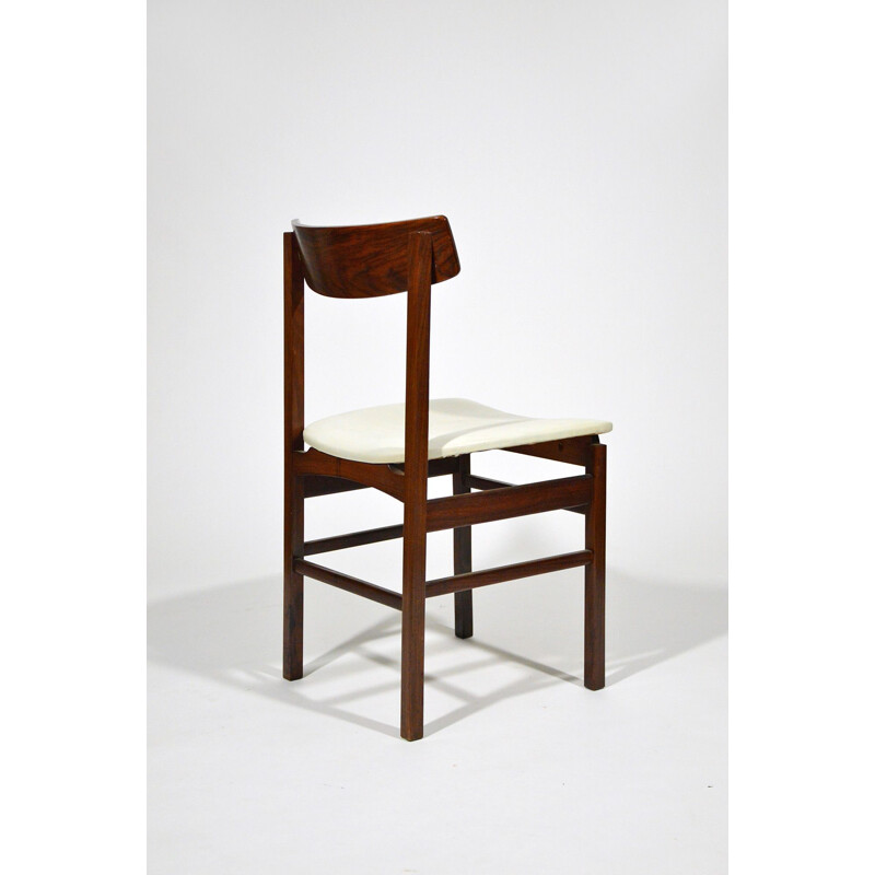 Satz von 6 Vintage-Stühlen aus Palisander und Kunstleder, Italien 1960