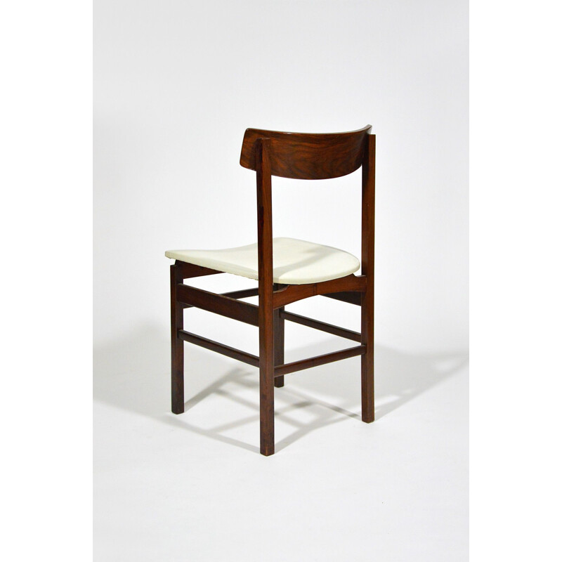 Set of 6 vintage chairs in rosewood and leatherette, Italy 1960