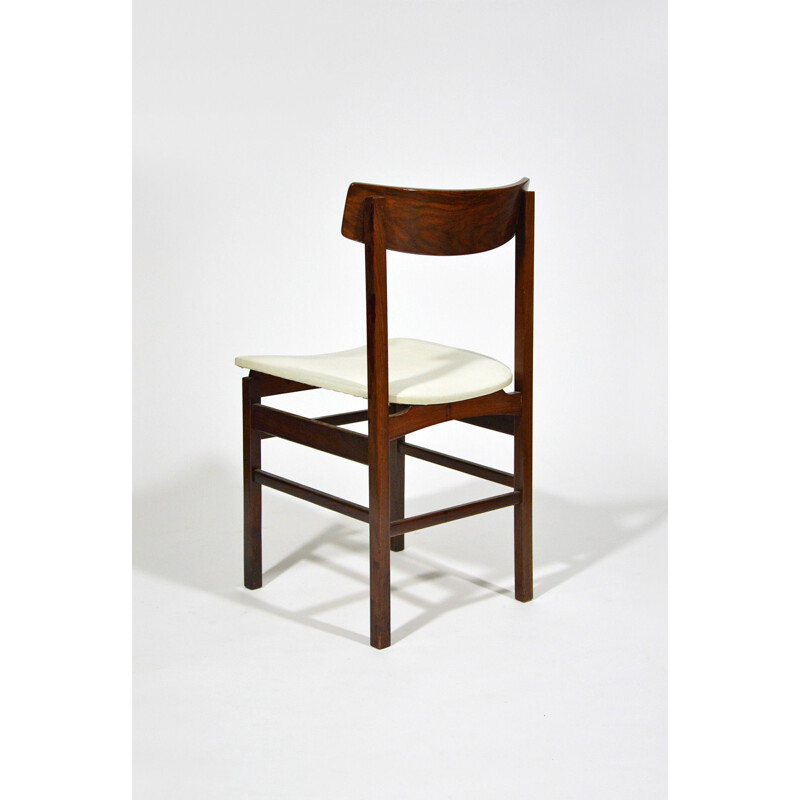 Set van 6 vintage stoelen van rozenhout en kunstleer, Italië 1960