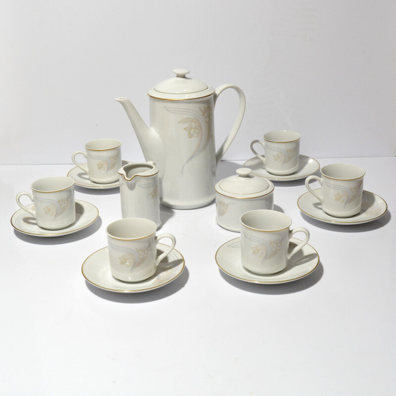 Vintage porcelain coffee set, Czechoslovakia 1970