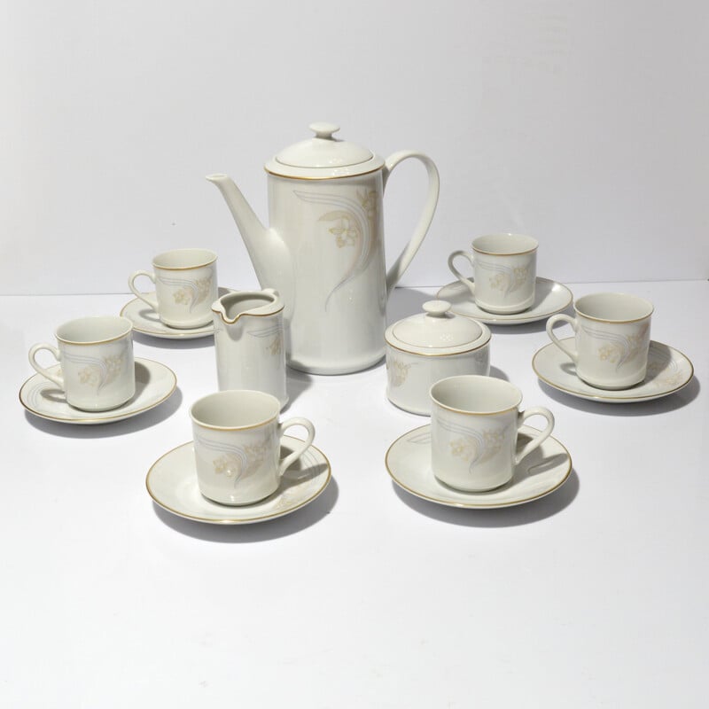 Vintage porcelain coffee set, Czechoslovakia 1970