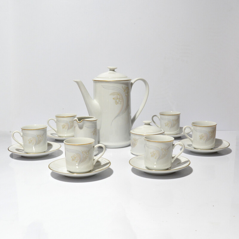 Vintage porcelain coffee set, Czechoslovakia 1970