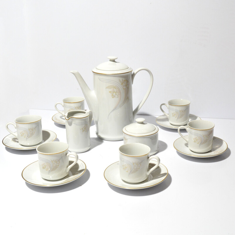 Vintage porcelain coffee set, Czechoslovakia 1970