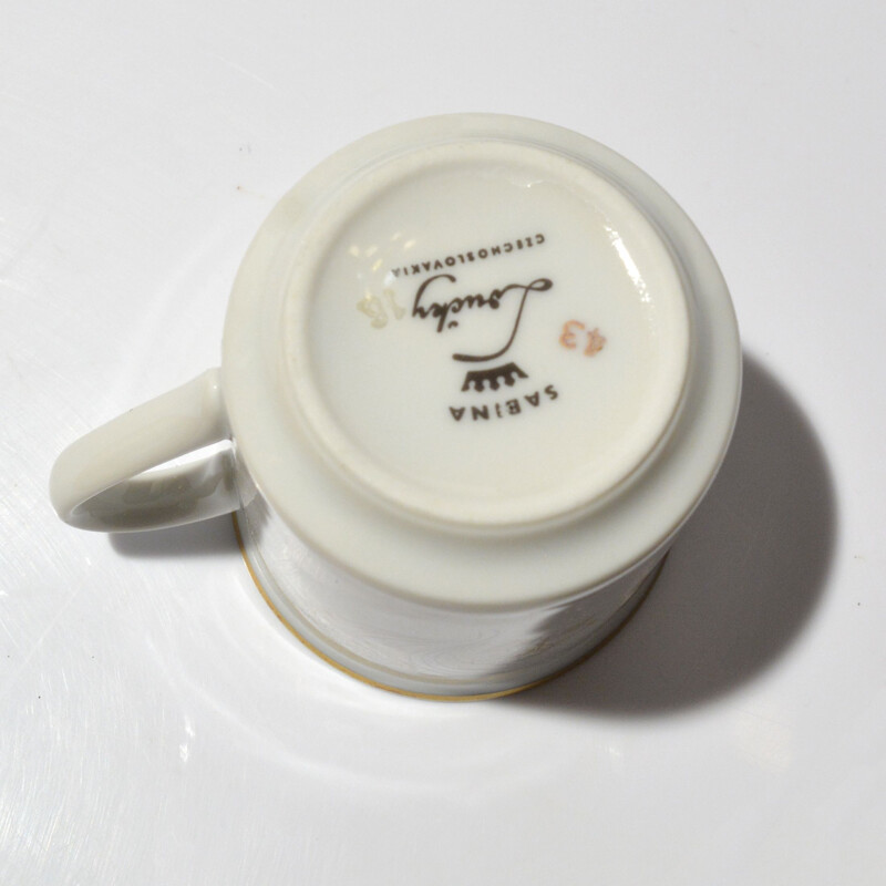 Juego de café de porcelana vintage, Checoslovaquia 1970