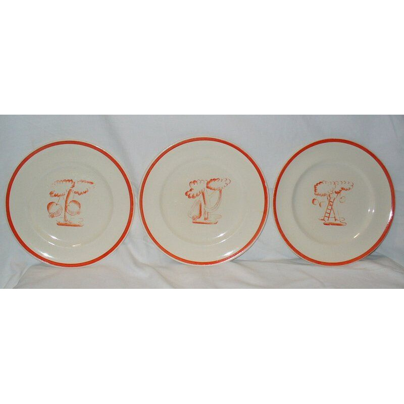 Set of 3 vintage plates by Gio Ponti for Richard Ginori, 1933