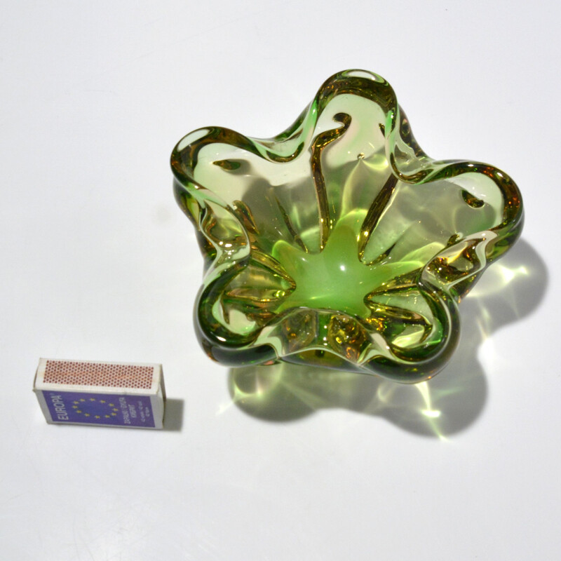 Vintage glass ashtray by Josef Hospodek for Chribska Sklarna, Czechoslovakia 1960