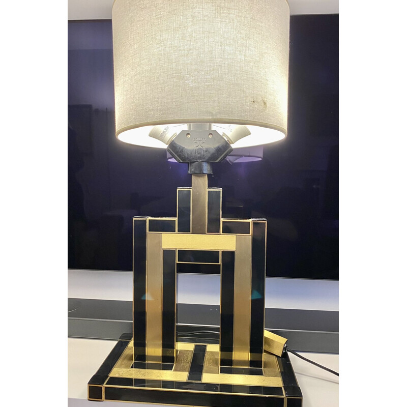 Vintage black and gold lamp, 1970