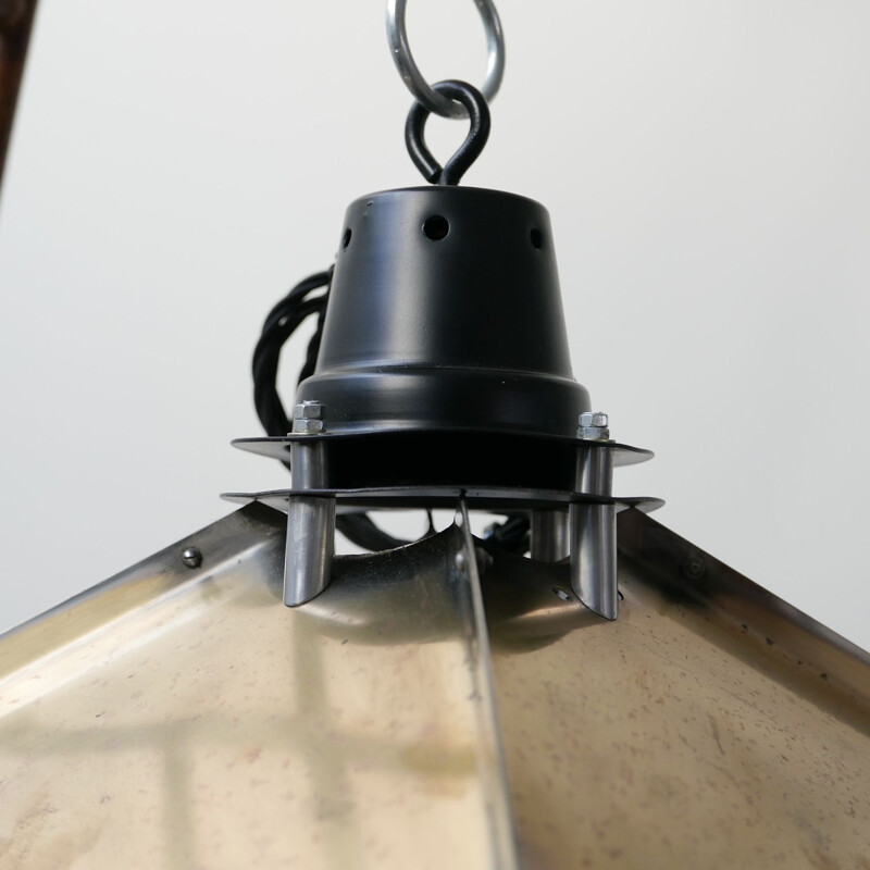Lámpara de suspensión vintage de latón, Inglaterra 1950