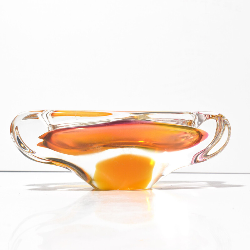 Vintage glass ashtray by Milena Velíšková for Skrdlovice Sklarna, Czechoslovakia 1960