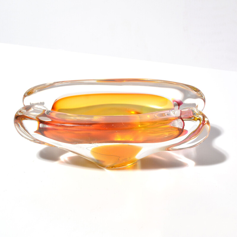 Vintage glass ashtray by Milena Velíšková for Skrdlovice Sklarna, Czechoslovakia 1960