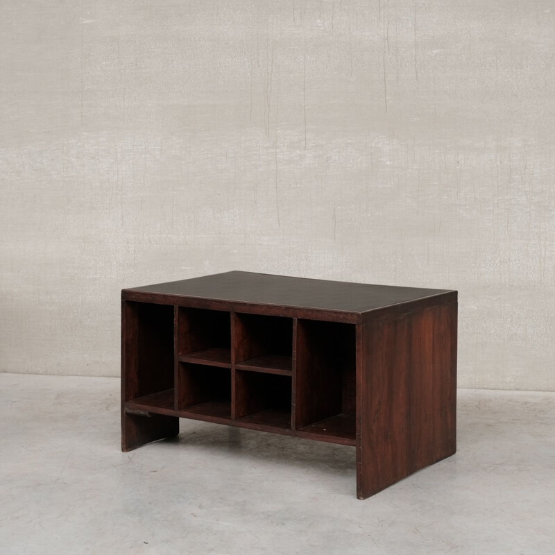 Vintage teak pigeonhole desk by Pierre Jeanneret for Chandigarh, 1960