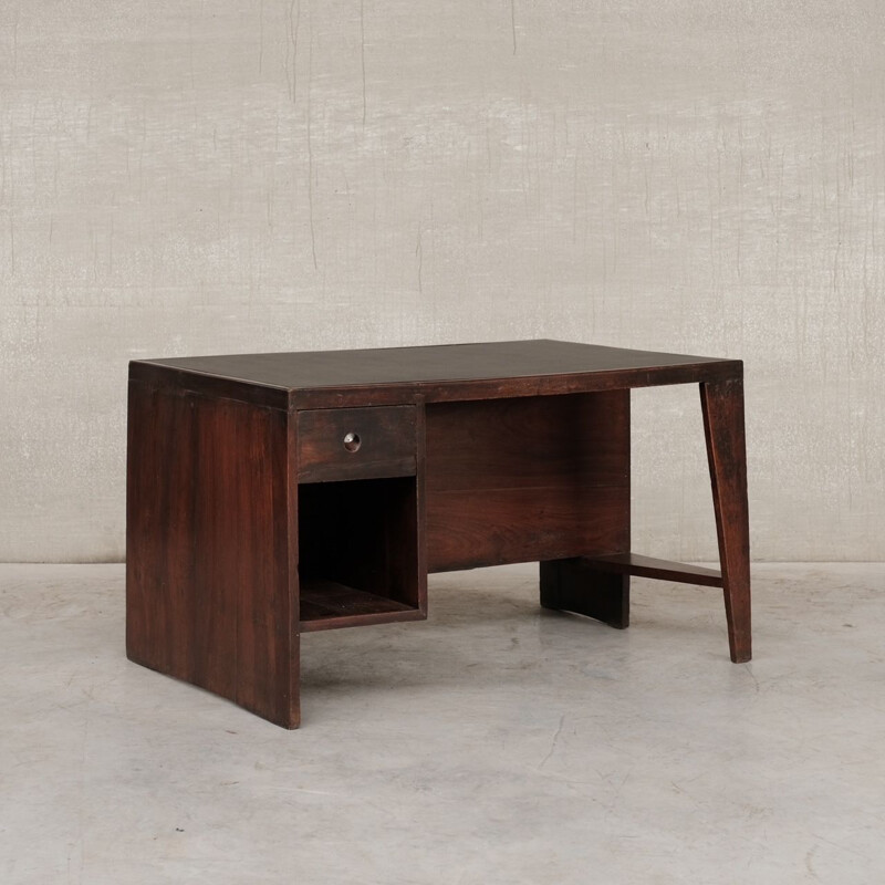 Scrivania vintage in teak con buca per piccioni di Pierre Jeanneret per Chandigarh, 1960