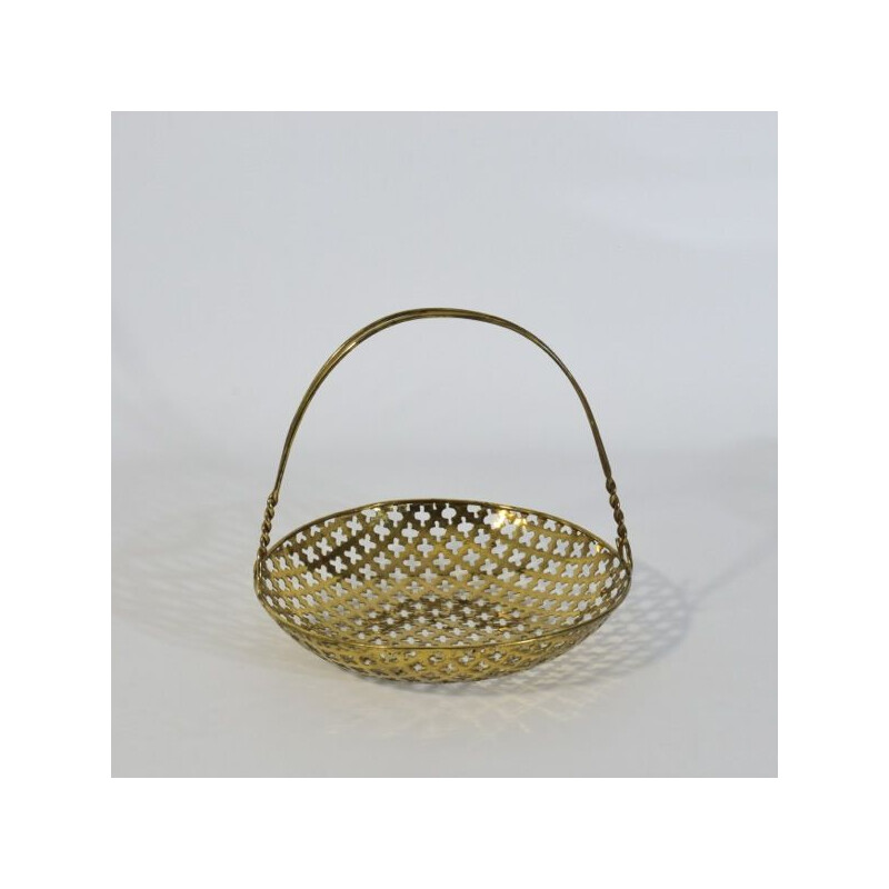 Vintage openwork brass candy jar, 1960