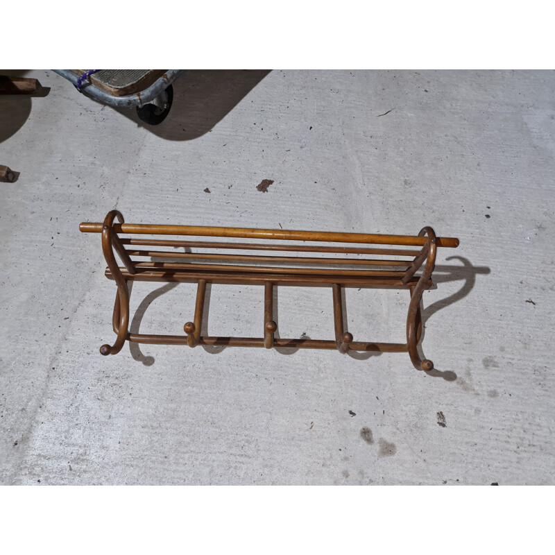 Vintage bentwood wall coat rack by Thonet, 1920