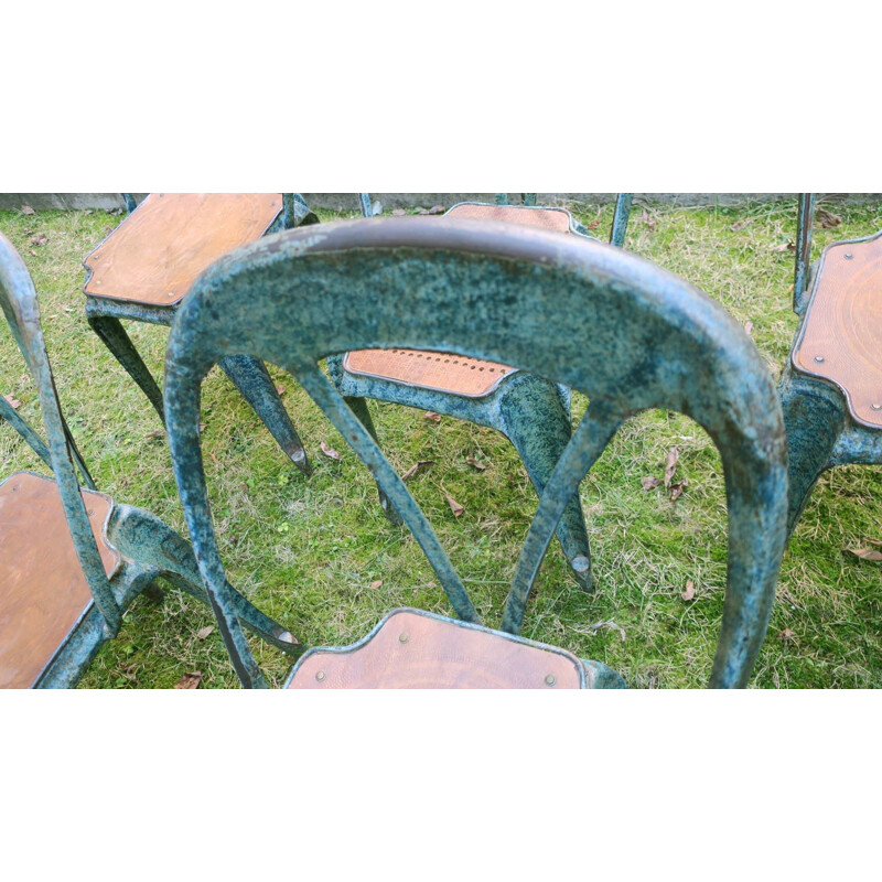 Conjunto de 6 cadeiras de bistrô vintage garden de Joseph Mathieu para Multipl's