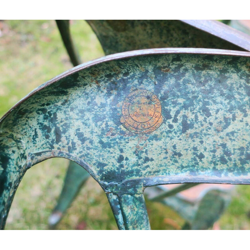 Juego de 6 sillas de jardín bistro vintage de Joseph Mathieu para Multipl's