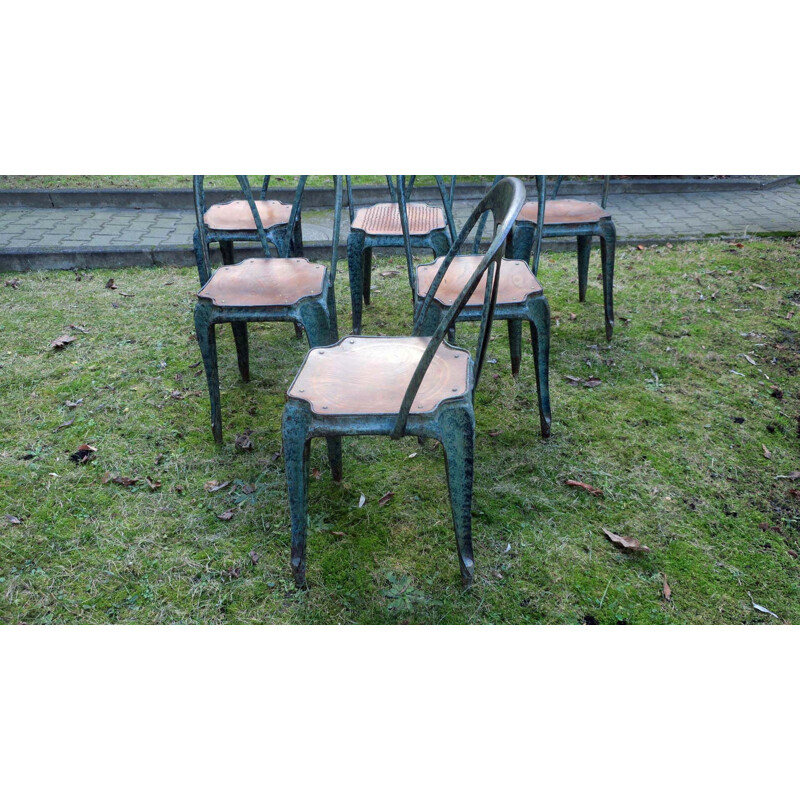 Ensemble de 6 chaises de jardin bistrot vintage par Joseph Mathieu pour Multipl's