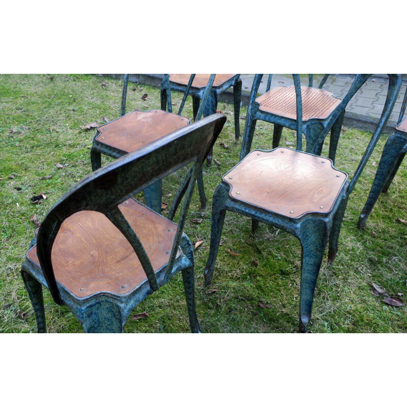Ensemble de 6 chaises de jardin bistrot vintage par Joseph Mathieu pour Multipl's