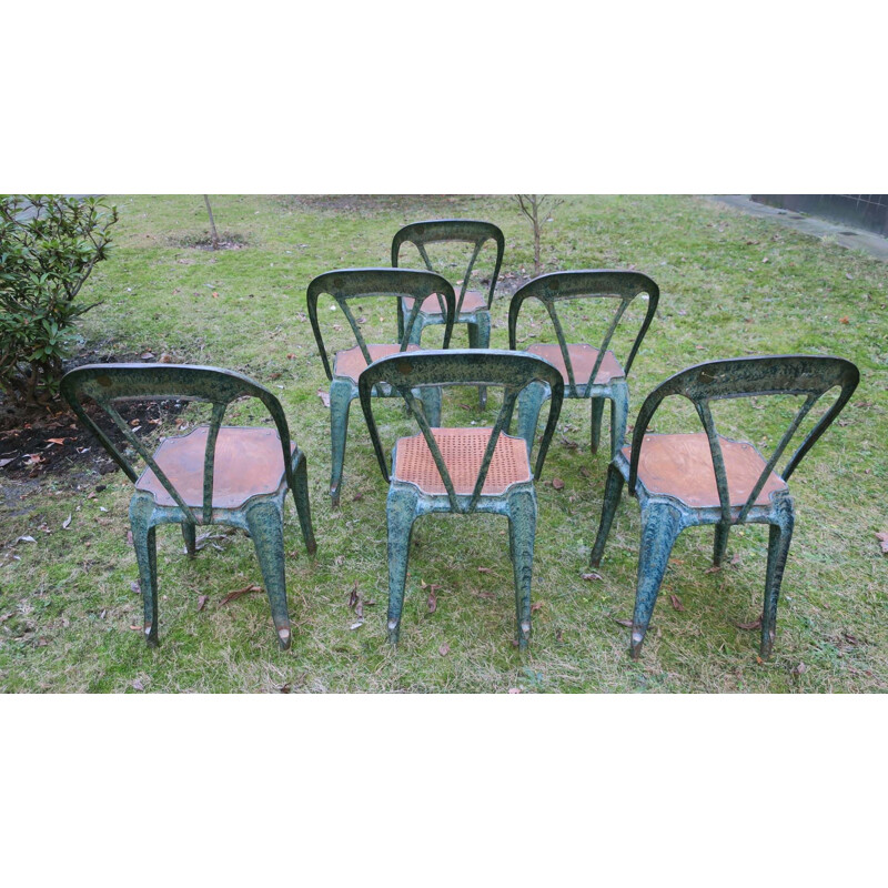Set of 6 vintage bistrot garden chairs by Joseph Mathieu for Multipl's