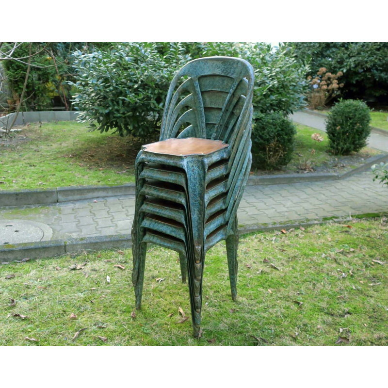 Set of 6 vintage bistrot garden chairs by Joseph Mathieu for Multipl's