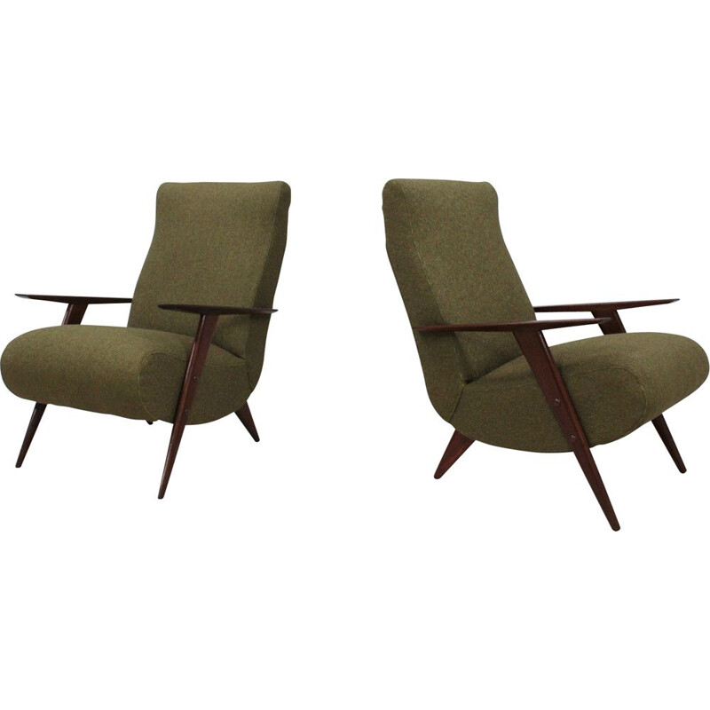 Pair of mid century armchairs by Guglielmo Veronesi, 1950s