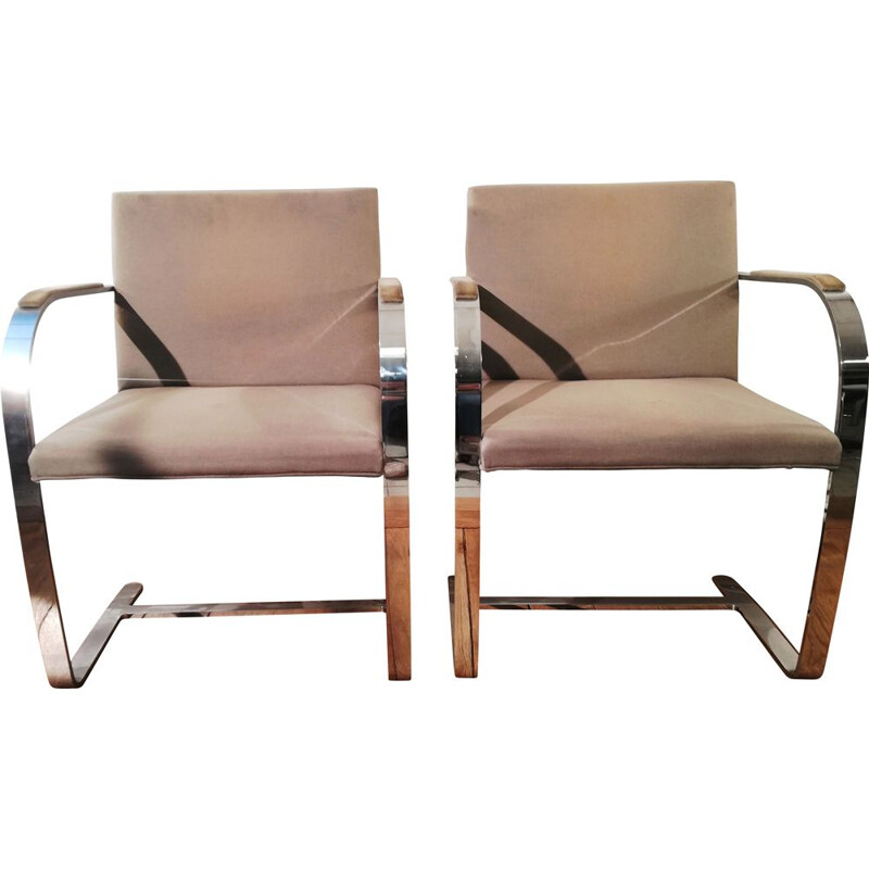 Pair of vintage armchairs by Ludwig Mies Van der Rohe for Knoll