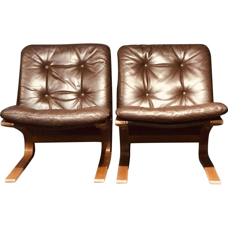 Pair of vintage Siesta armchairs by Solheim for Rykken and Coas, Norway 1960