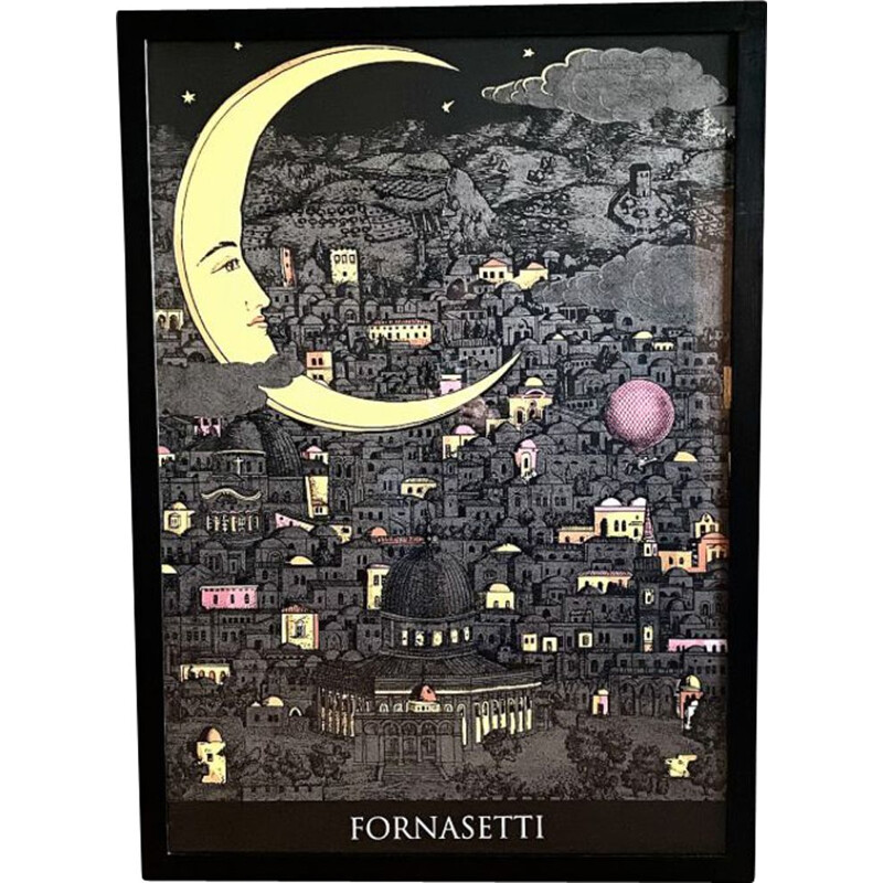 Sérigraphie vintage "Night over Jerusalem" de Piero Fornasetti, 1960