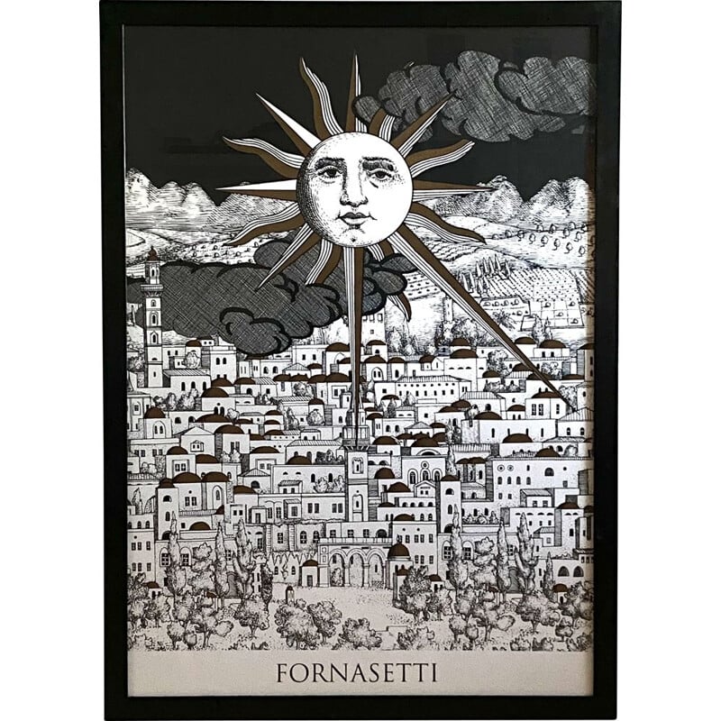 Vintage "Sole su Gerusalemme" serigraph by Piero Fornasetti, France 1993