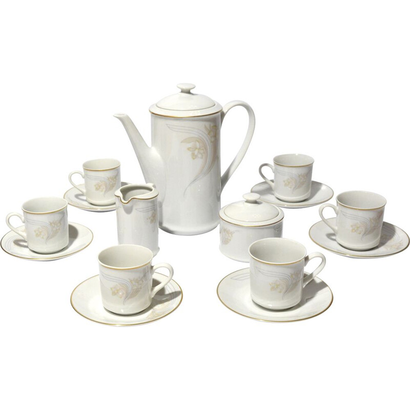 Vintage porcelain coffee set, Czechoslovakia 1970