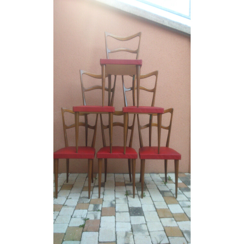 Set of 6 Consorzio Sedi Friuli chairs - 1960s