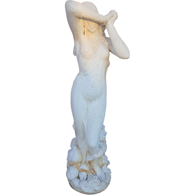 Statue de femme vintage drapée en pierre
