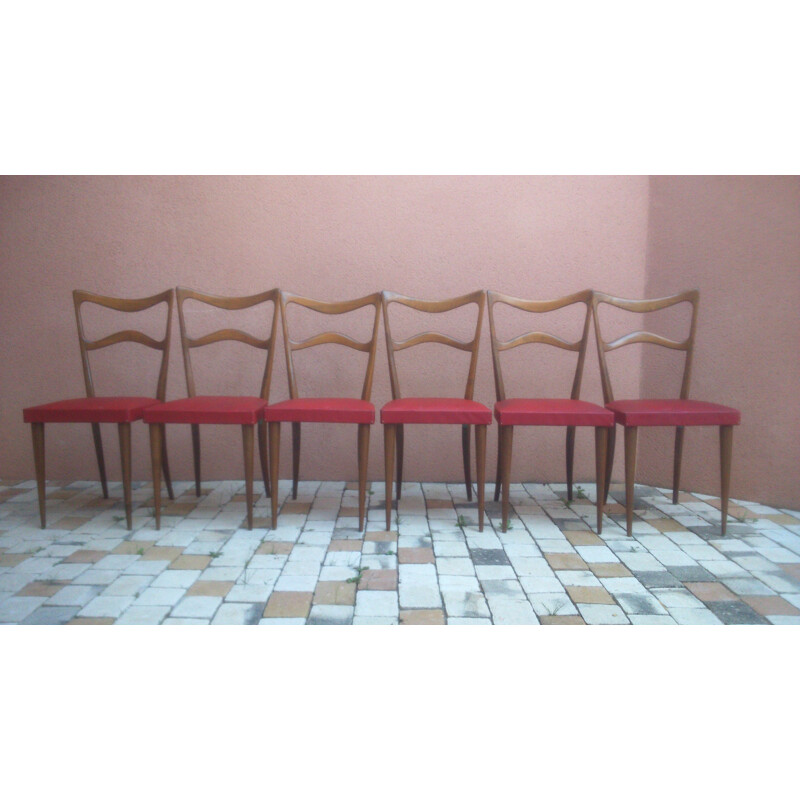 Set of 6 Consorzio Sedi Friuli chairs - 1960s