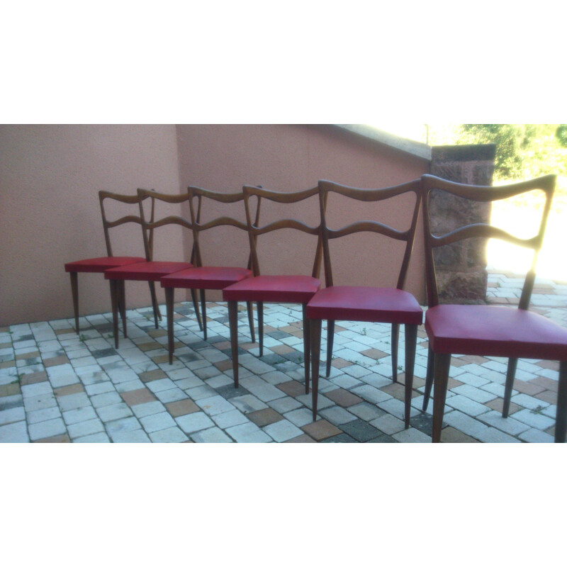 Set of 6 Consorzio Sedi Friuli chairs - 1960s