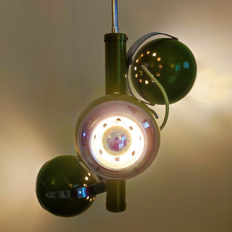 Vintage groene hanglamp van Guzzini, Italië 1970