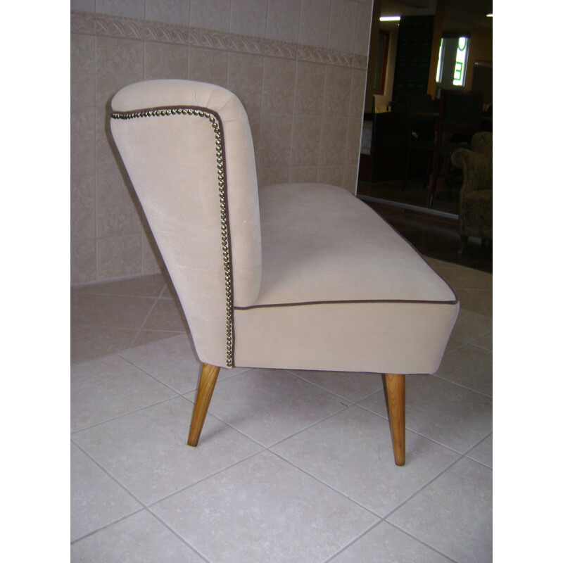 Restored light beige club sofa - 1950s