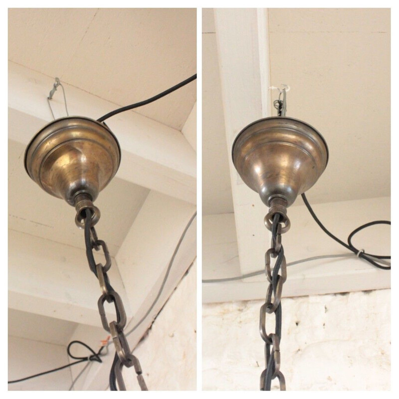 Pair of vintage brass chandeliers, 1950-1960