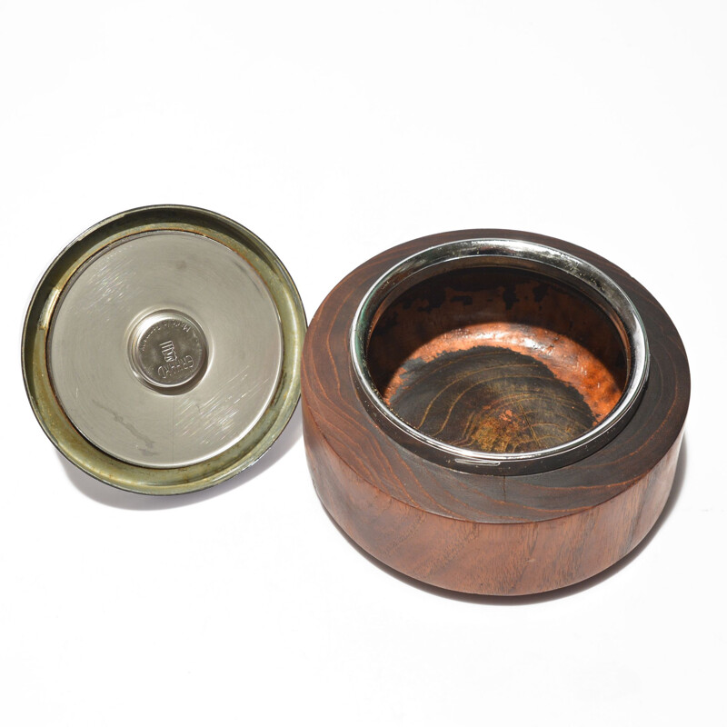 Teak vinatge rotary ashtray by Erhard & Söhne, Germany 1960s